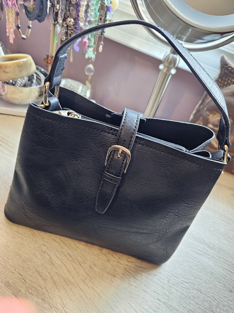 Chic Black Mini Top-Handle Bag - Gold Hardware